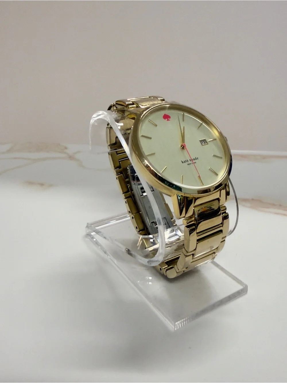 Kate Spade Gramercy Grand Gold Bracelet Watch White Dial